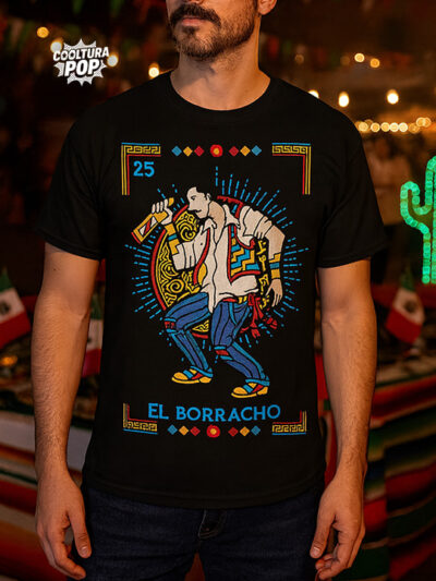 Playera Negra “El Borracho” – Inspiración Lotería Mexicana