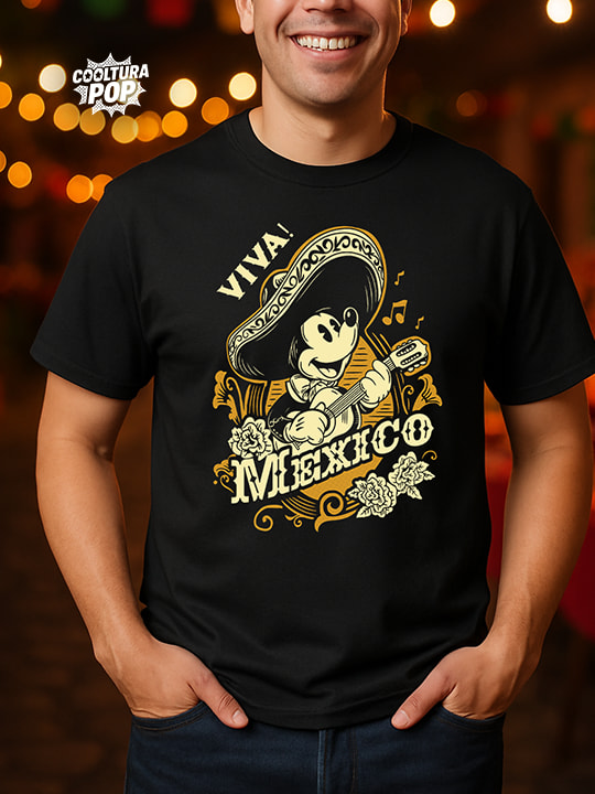 Playera Negra con Diseño de "Miguel Ranchero" – Inspiración Cultura Pop Mexicana